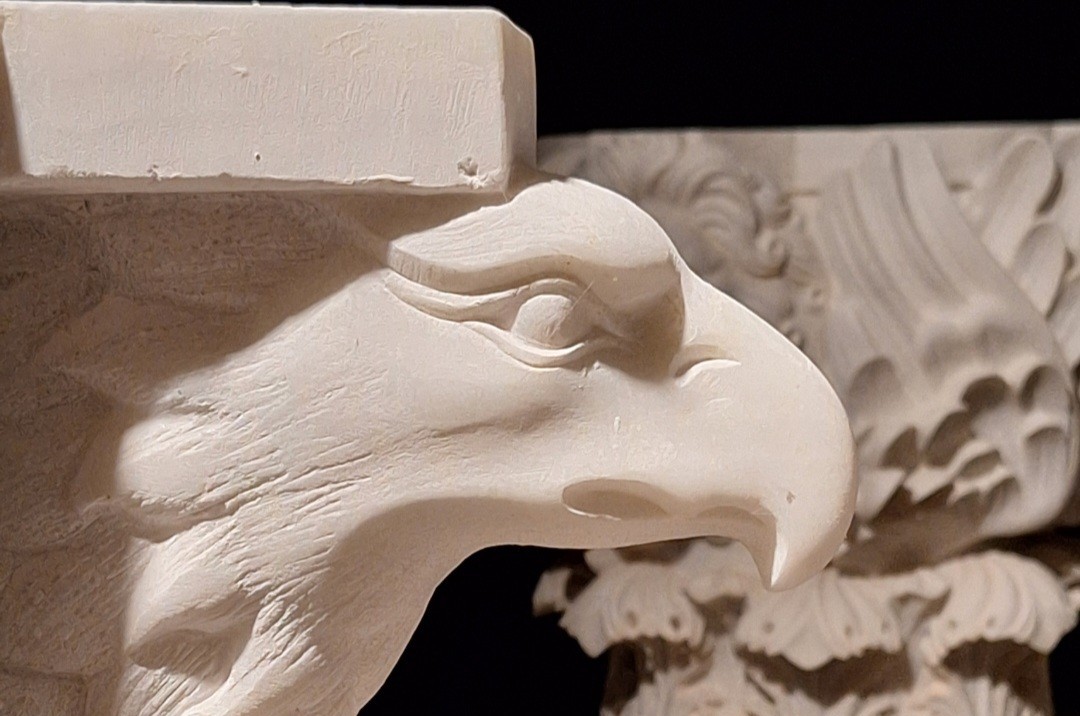 Ascendant — marble eagle sculpture by Irakli Athoneli