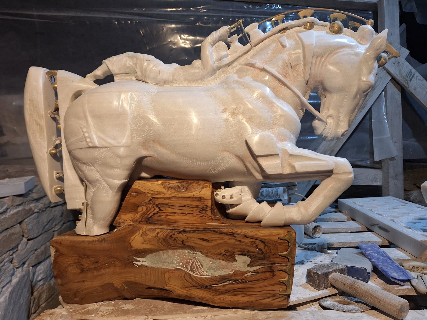 The Last Gallop — marble horse sculpture by Irakli Athoneli